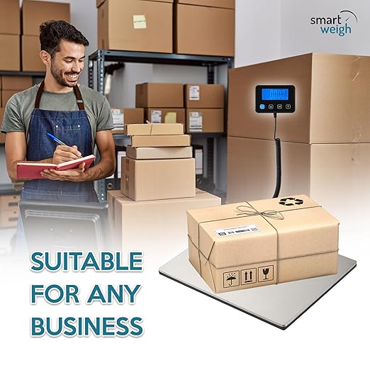 Smart Weigh 440lbs x 2 oz. Pro Digital Shipping and Postal Scale USB-C or Battery Power with Wide Stainless Steel Large Platform, UPS USPS Post Office Postal Scale and Luggage Scale