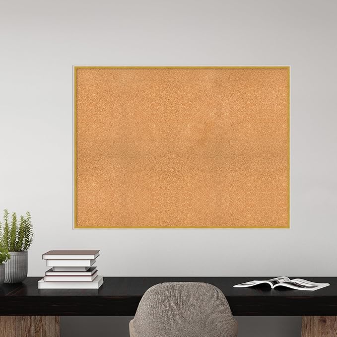 Amanti Art Natural Cork Board for Wall, 37x49 Vision Board with White Frame, Oversize Corkboard Office Decor for Home Organization, Modern Corkboard Pinboard to Display Items for Home Organization in