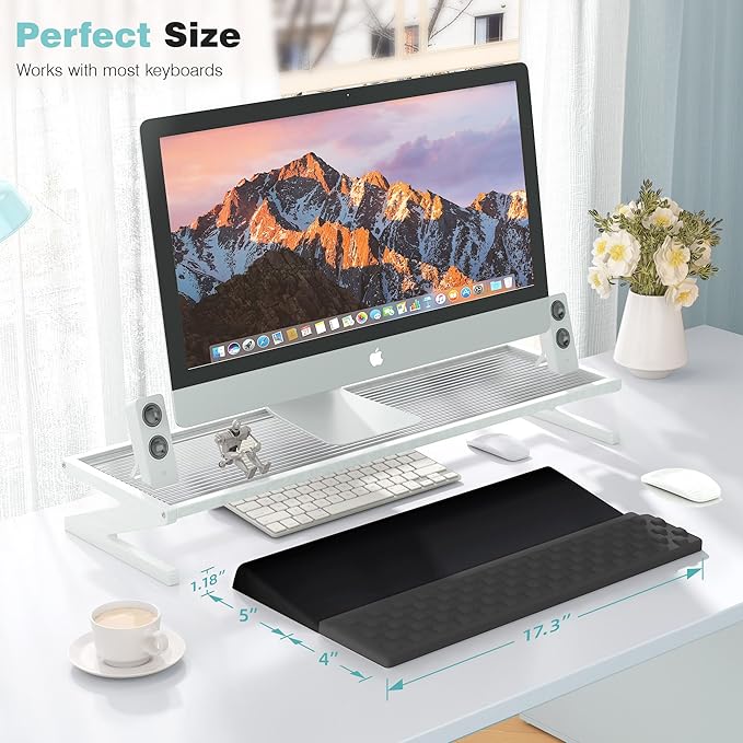 Ospelelf Keyboard Stand with Wrist Rest Comfortable Ergonomic Riser Holder Pad for Typing Black Gray