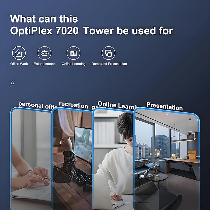 Dell OptiPlex Desktop Computer, 7020 Tower Dekstop PC, 12th Gen Intel 4-Core Processor (Beats Core i7-9700), 16GB DDR5 RAM, 1TB PCIe SSD, DVDRW, WiFi Adapter, RJ-45, Keyboard & Mouse, Windows 11 Pro