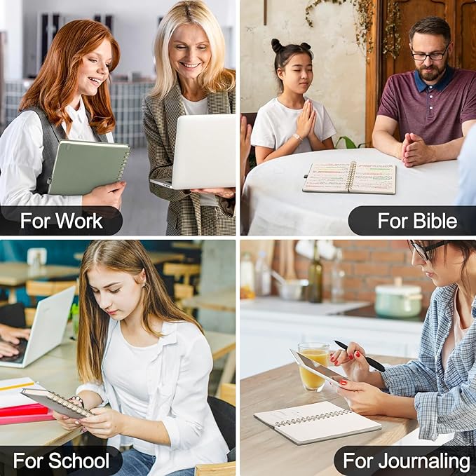 AHGXG Lined Spiral Journal Notebook, B5 Large Notebooks for Women Men, 140 Pages Hardcover Leather Notebook College Ruled, 100 GSM Paper, Notebooks for Work School Note Taking, 7.6" x 10", Sage Green