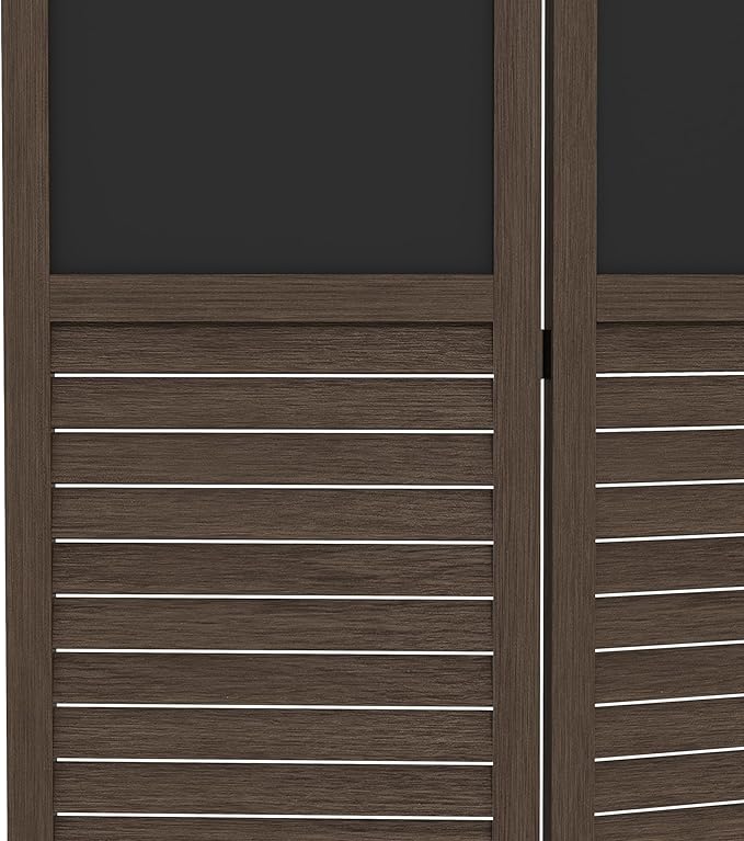 NicBex Room Divider 4 Panel Room Dividers with Black Boards Partition Room Dividers and Folding Privacy Screens 5.5 FT Wall Divider for Home, Office, Room Separation,63.75"W x 0.75"D x 67.75"H,Brown