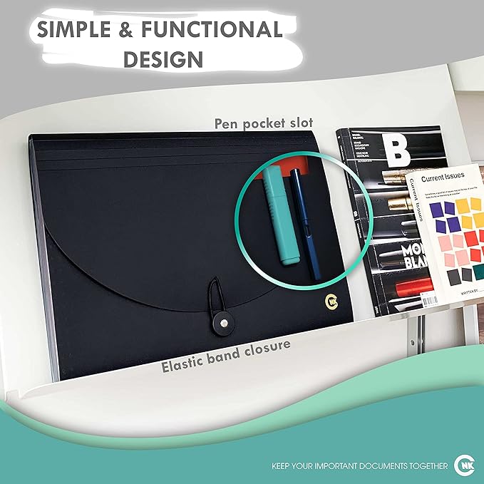 CNK File Folders Organizer with 13 Pockets Accordion Expanding Folder For Documents Receipt Document Paper Pocket Filing Products Accordian Important expandable holder files alphabetical Labels Letter