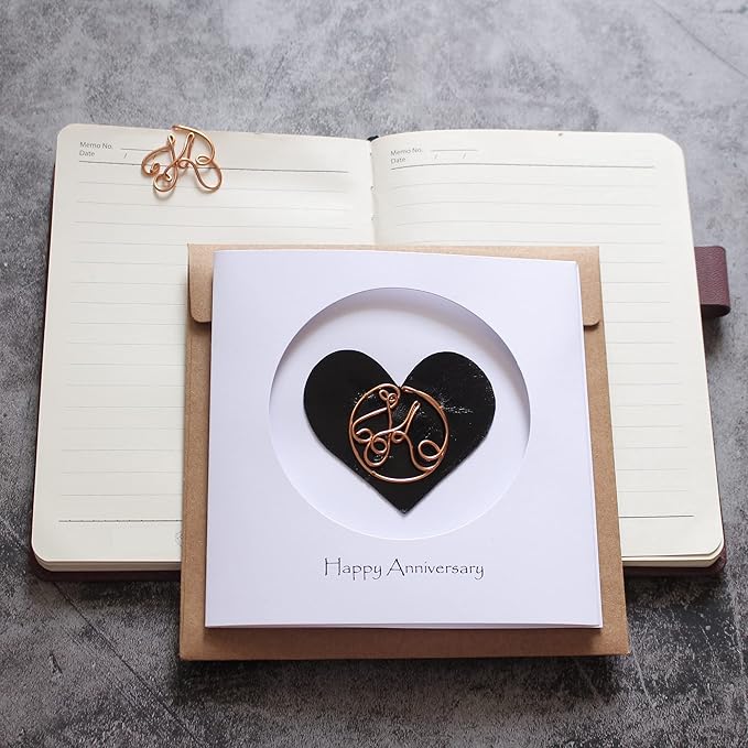 Personalized Initial Copper Card, Copper Initial, Anniversary Card for Her, Couple, Gift for Her (K)