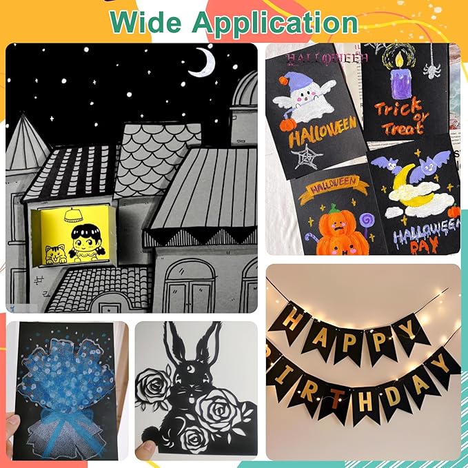 OcePor 50 Sheets Black Cardstock Paper, Colored Printer Paper 8.5 x 11, Card Stock Thick Construction for Craft,Scrapbook,Office Printing, Invitations, Certificates,92 lb/250gsm