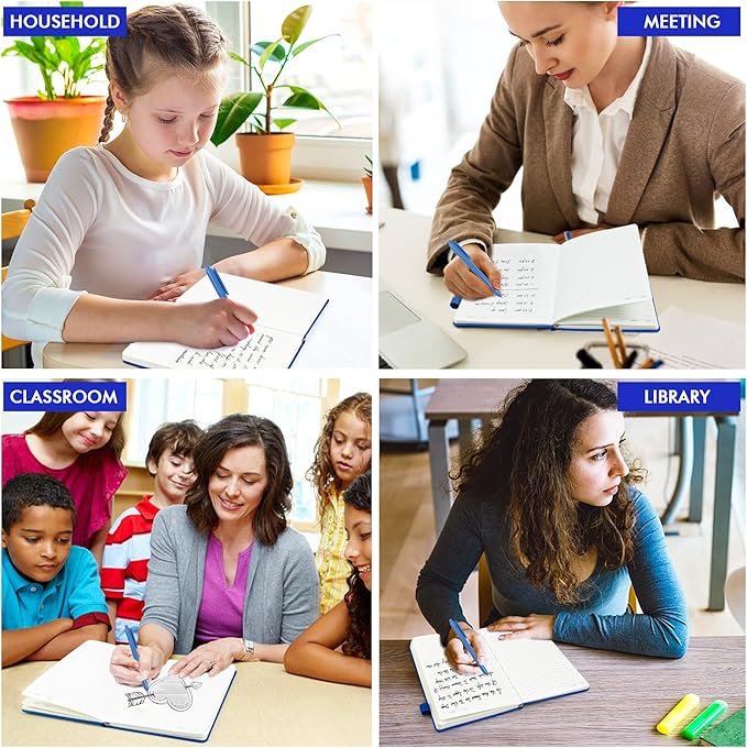 feela 24 Pack Journal Notebook for Work, Business Notebook Bulk Hardcover Lined Writing Journal with Pen Holder for Men Women Note Taking, with 24 Black Pens, 120 GSM, 5.1”x8.3”, A5, Navy