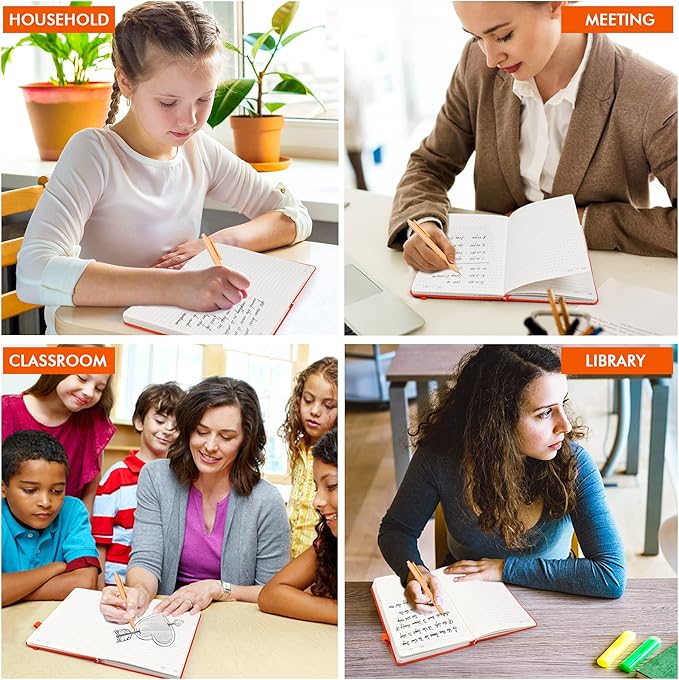 feela 3 Pack Notebooks Journals Bulk with 3 Black Pens, A5 Hardcover Notebook Classic Ruled Lined Journal Set with Pen Holder for Work Business Journaling Note Taking, 120 GSM, 5.1”x8.3”, Orange