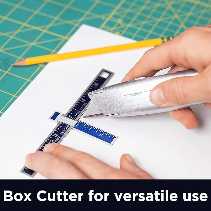 INTERNET'S BEST Premium Utility Knife Set | Retractable Box Cutter with Metal Handle | Heavy-Duty Cutting for Cardboard, Carpet, Plastic | Retractable Blade | Includes 2 Razor Knives & Extra Blades