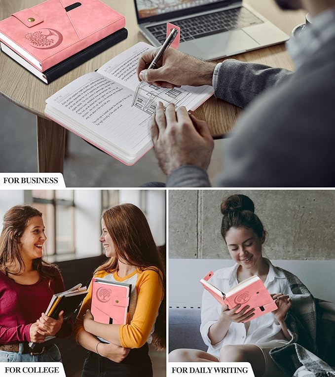 Lined Journal Notebook for Men, A5 Leather Journals for Writing Women, Hardcover Notebooks for Work,School,Note Taking,Travel,Business,Personal daily Diary,200 Page College Ruled (5.9" x 8.4")