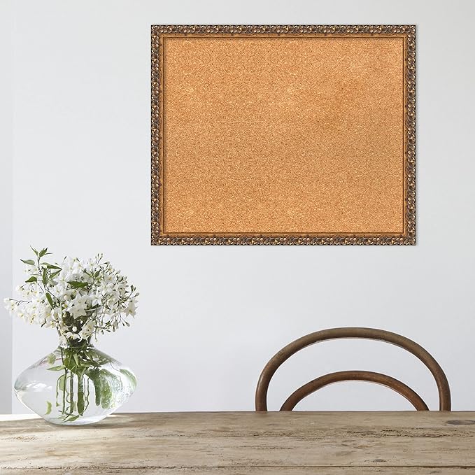 Amanti Art Natural Cork Board for Wall, 20x24 Vision Board with Bronze Frame, Medium Corkboard Office Decor for Home Organization, Traditional Corkboard Pinboard to Display Items for Home
