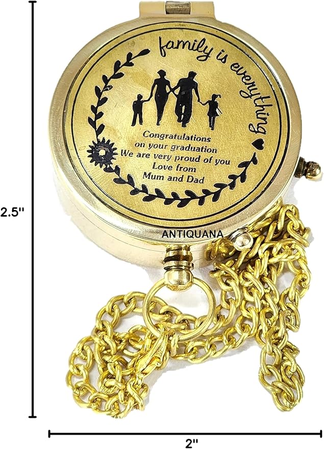 Brass Directional Engraved Compass, Baptism Gifts for Boys Girls, First Communion, Christian Gifts for Men, First Confirmation Gifts for Boys, Inspirational