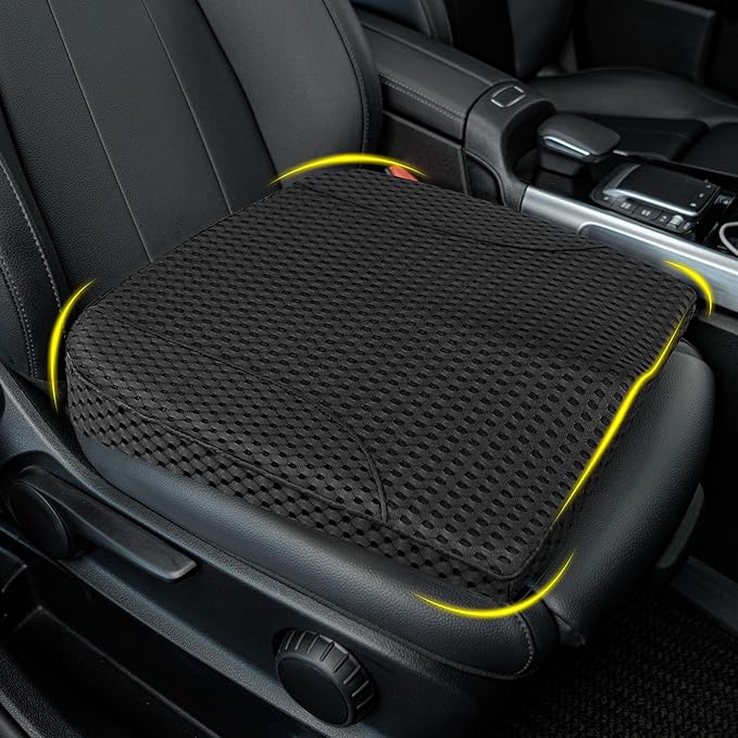 Car Seat Cushion, Comfortable Memory Foam Seat Pillow for Driving, Sciatica-Back Pain Relief, Cushion for Car-Truck, Office, Wheelchair - Mesh Black