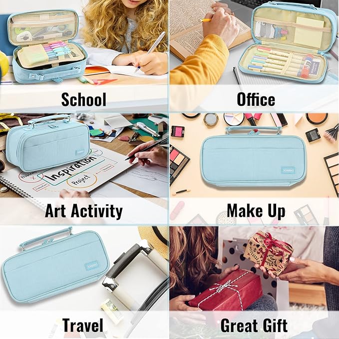 Pencil Case, Large Capacity Pencil Case Organizer; Double Zipper Storage Bag; Big Pencil Pouch for College School Office Teen Girl Boy Men Women Adult