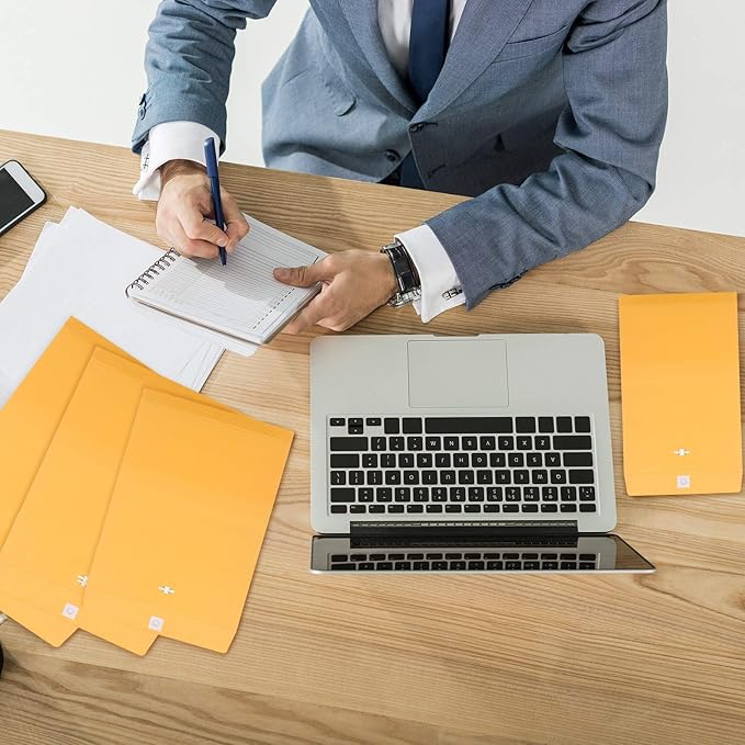 Frienda 4 Sizes Clasp Envelopes Kraft Paper Catalog Clasp Envelope with Closure for Filing, Storing or Mailing Documents, 50 Pieces(5 x7 In, 6 x 9 In, 9 x 12 In, 10 x 13 In,Yellow)