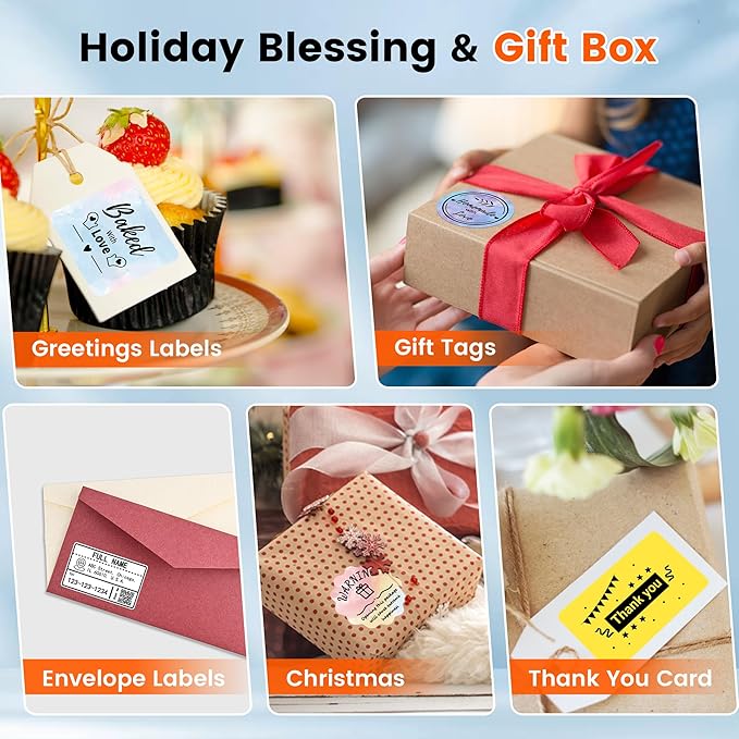 Phomemo M120 Label Maker, 2 Inch Barcode Printer, Portable Thermal Label Maker for Small Bussiness, Barcode, QR Code, Name, Address, Logo, Clothing, Office, Home, Sticker Printer for Phone/PC/Tablet