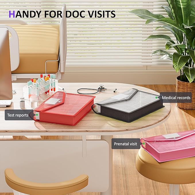 ThinkTex Plastic Expanding File Folder, Transparent envelopes with Snap Closure,No Dividers,Large Capacity,Document Organizer for Receipts, Bills&Taxes,Letter/A4 Size for School/Office/Home-5 Pack