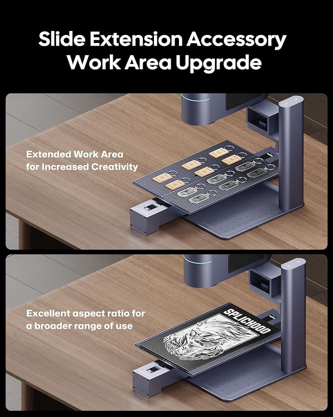 LaserPecker LP4 (Ultimate) with Desktop Air Purifier, Dual-Laser Engraver Cutter 160x300mm Workspace, Auto-Cleaning Smoke Fumes Engrave Tumblers Metal Wood Plastic Glass with Slide & Rotary Extensions