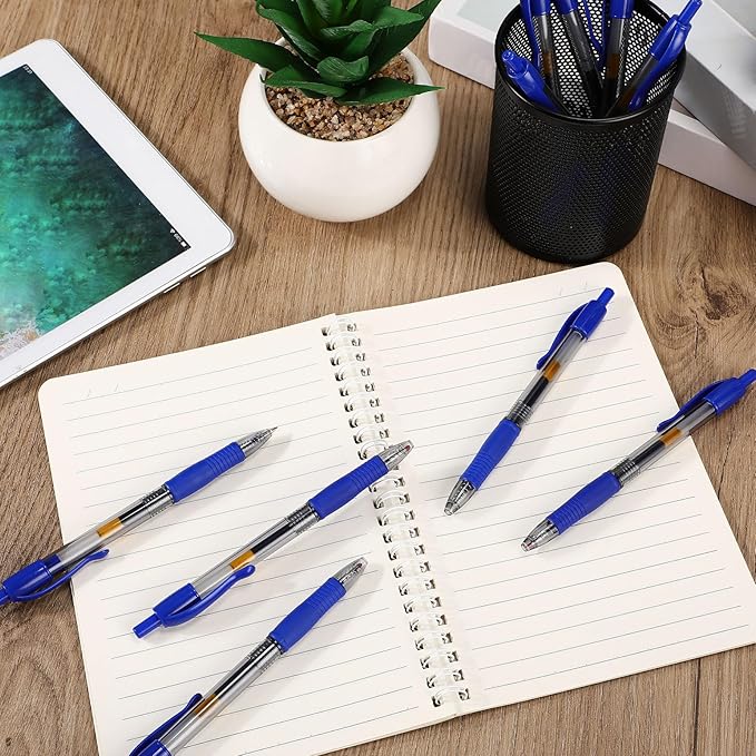 Jetec 500 Pcs Premium Gel Roller Pens Bulk, Fine Point 0.7 mm, Retractable Gel Ink Roller Ball Pens for Writing Journaling Taking Notes Office (Blue)
