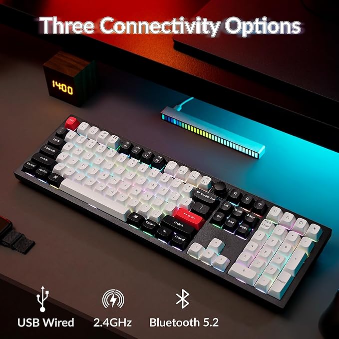 Keychron Q6 HE Wireless Custom Mechanical 100% Full Keyboard, 2.4 GHz/Bluetooth/Wired QMK Rapid Trigger Hot-Swappable Programmable Gateron Double-Rail Magnetic Switches for Mac Windows, Carbon Black