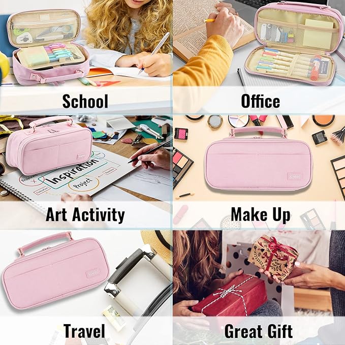 Pencil Case, Large Capacity Pencil Case Organizer; Double Zipper Storage Bag; Big Pencil Pouch for College School Office Teen Girl Boy Men Women Adult