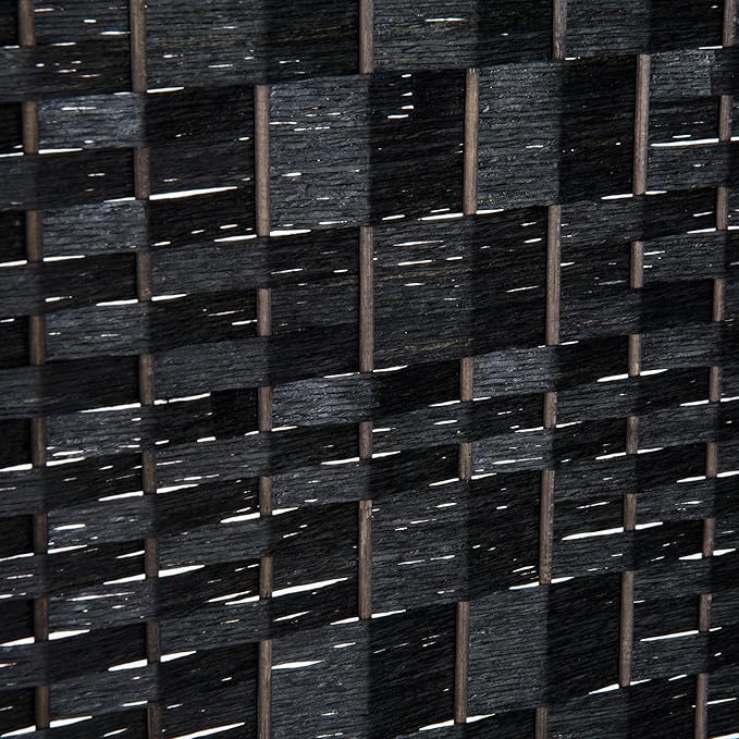 HOMCOM Room Divider, 6 Panel Folding Privacy Screen, 6FT Tall Portable Wicker Weave Partition Wall Divider for Bedroom, Home Office, Black