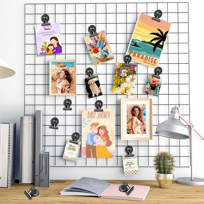 140 Pack Strong Magnetic Clips, Black Fridge Magnets Refrigerator Magnet, Magnet Clips for Photo Displays, Whiteboard Magnets for Home, Office, Classroom