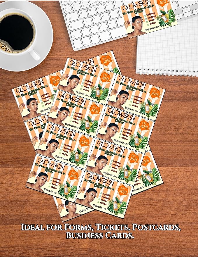 Limited Papers (TM) 8.5x11 Perforated Paper, 20/50 Pound, 75 GSM, Variety of Perforation Sizes and Colors, for Forms, Tickets, Postcards, Business Cards. (Gold, 8 up)