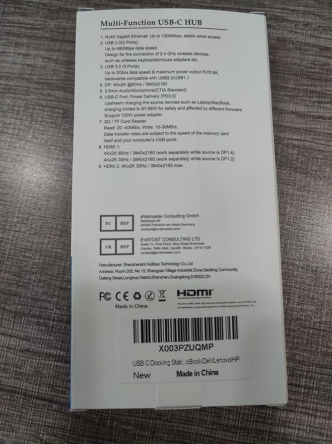 USB C Laptop Docking Station Dual Monitor HDMI for Dell/HP/Lenovo Laptop Type C Hub Multiport Adapter Dongle Dock,USB C to 2 HDMI+DisplayPort DP+Ethernet+100W USB C Power Charge Port+5USB+SD/TF+Audio