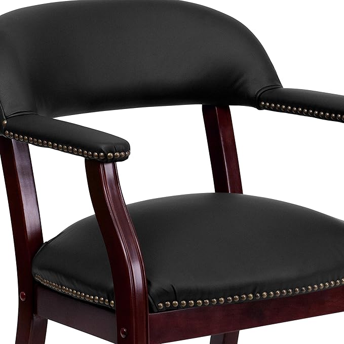 EMMA + OLIVER Black LeatherSoft Conference Chair with Casters