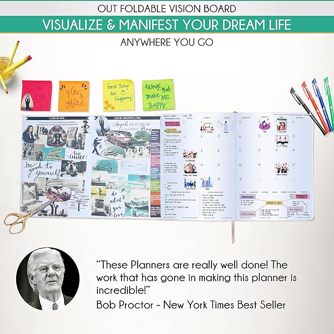 Life Planner - Undated Daily, Weekly & Monthly Planner with Budget Section | A 12 Month Journey to Increase Productivity & Happiness | Life Organizer & Gratitude Journal - Horizontal Format