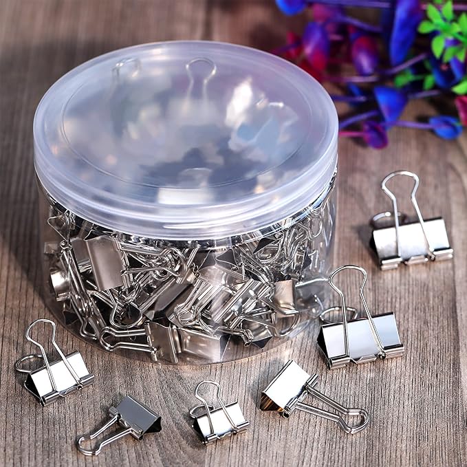 TecUnite 150 Pcs Binder Clips Assorted Sizes Silver Paper Clamps Clips Large Medium Small Office Supplies