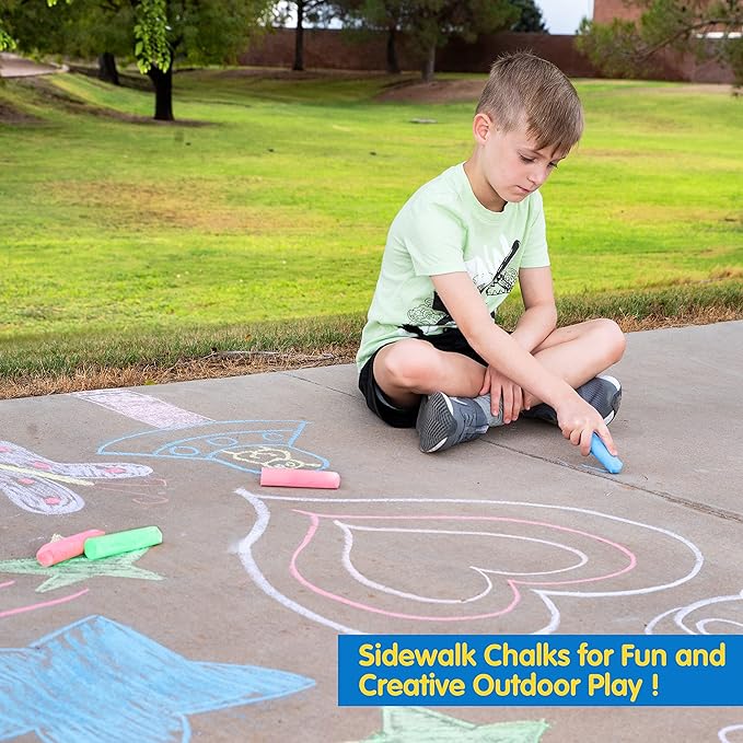 JOYIN 108 PCS Sidewalk Chalk Set in 36 Count, 3 Assorted Colors, Non-Toxic Jumbo Washable Driveway Chalk for Outdoor Art Play, Great Gift Toys for Kids, Classroom