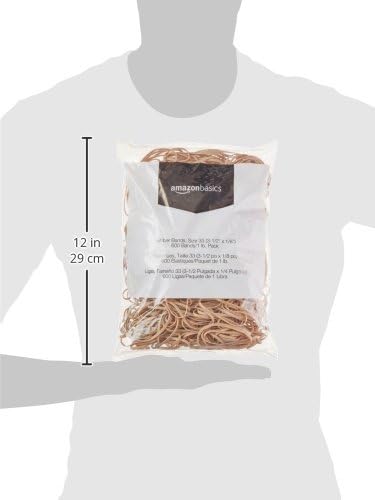 Amazon Basics Rubber Bands, Size 33 (3-1/2 x 1/8 Inch), 600 Bands/1 lb Pack, 25-Pack, Tan