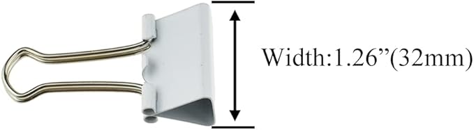 HAHIYO Binder Clips Paper Clamps Spring Steel Sturdy Medium 1.26 inches Width 0.39 Inch Capacity No Sharp Edges Heavy Duty Tight Grip Reusable White Metal Bright Finish for Home Office School 13 Pack