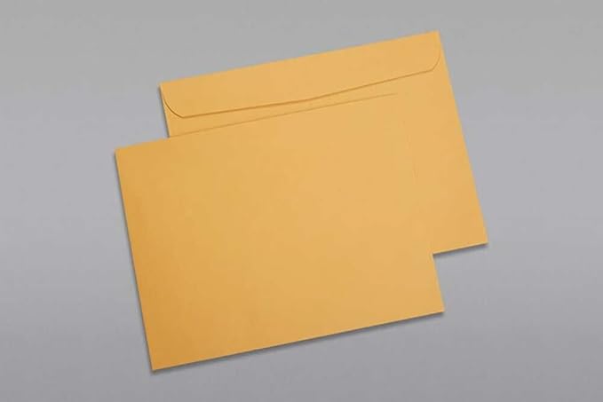 Limited Papers (TM) Booklet Envelopes, (Open Side) Brown Kraft, Gummed Seal, 28 Pound, Heavyweight, For Mailing And More. (250, 10 x 13)