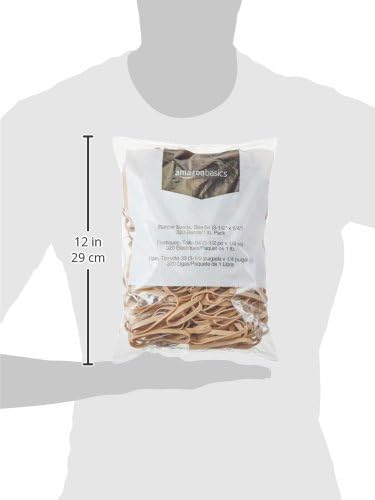 Amazon Basics Rubber Bands, Size 64 (1/4"), 320 Bands/1 lb Pack, 3-Pack, Tan