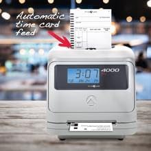 Pyramid Time Systems - Model 4000 Auto Totaling Time Clock, Electronic Time Punch Clock for Small Business, Bundle Includes: 25 Time Cards,Ribbon and 2 Security Keys - Silver ( 7.25"h x 7"w x 6.75"d)