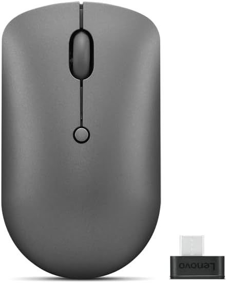 Lenovo 540 Wireless Computer Mouse for PC, Laptop, Computer with Windows or Chrome OS - 2.4 GHz USB-C Wireless Pairing Receiver - Compact Size - 18-Months Battery Life - Ambidextrous - Storm Grey