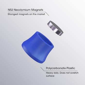 Strong Magnets for Whiteboard, Glassboard and Fridge (Multi-Color, 8 Pack, Small). N54 Neodymium Rare Earth Heavy Duty Magnets for Home and Office Supplies.