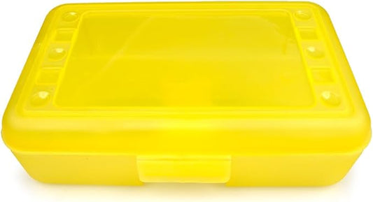 Craft County | Transparent Pencil Box | Colored Utility Box Storage Office Supplies Organizer | Yellow