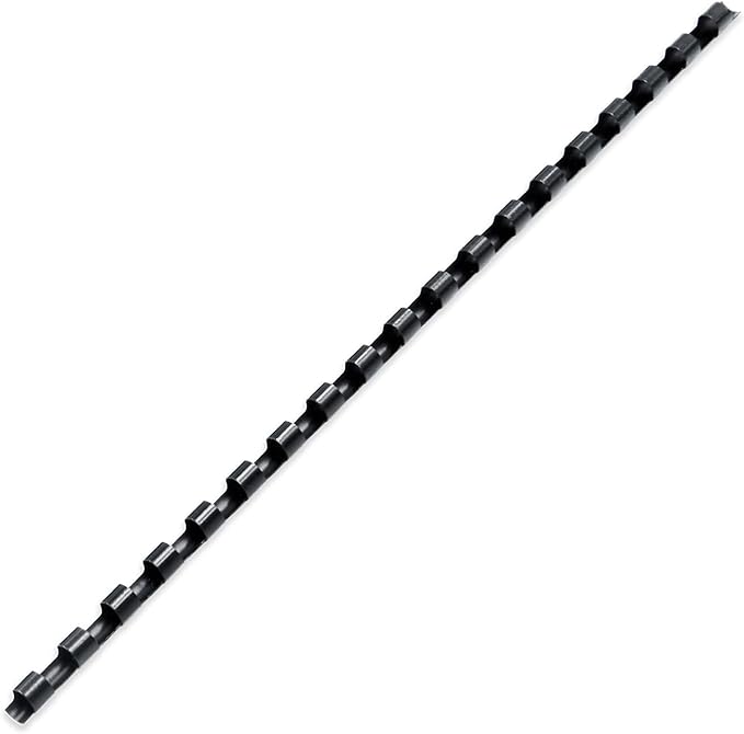 Binditek 200 Pack Plastic Binding Comb Spines, 1/4 Inch Diameter, 25 Sheet Capacity, for Letter Size, Black, for Students and Coworkers