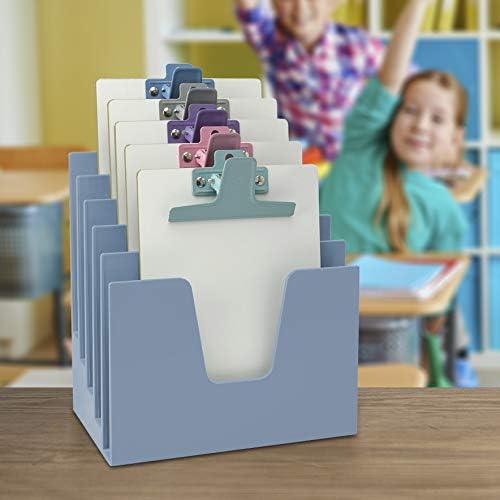 Acrimet 5 Section Incline File Sorter Organizer, Mail, Folder, Letter Desk Organizer, Rack for Office Organization Desktop (Plastic) (Solid Blue Color)