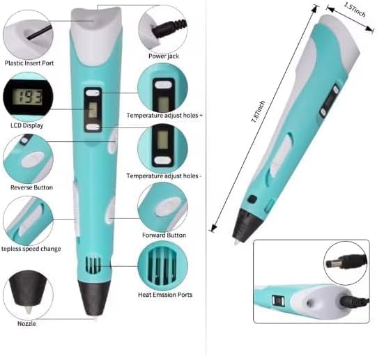 SCRIB3D P1 3D Printing Pen with Display - Includes 3D Pen, 3 Starter Colors of PLA Filament, Stencil Book + Project Guide, and Charger