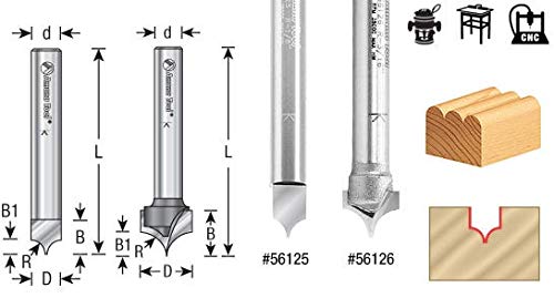 Amana Tool - 56143 Solid Carbide Pt. Cutting Roundover 3/32 Radius x 13/64 Dia x 1/4 x 1