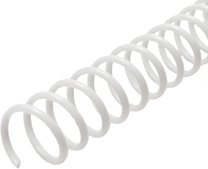 Rayson 1inch Plastic Spiral Binding Coil, 210 Sheets Capacity, 4:1 Pitch 25.4mm White Coil Binding Spines for Business and Educational Purposes, Pack of 50
