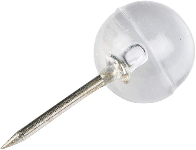 JAM PAPER Colorful Push Pins - Round Head Map Thumb Tacks - Clear Pushpins - 100/Pack