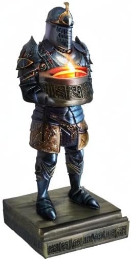 King's Guard Standup Knight Candlestick Holders Resin TeaLight Holder Warrior Mobile Phone Stand Pen Holder Candle Holder for Restaurant, Altar, Home Table(Blue)
