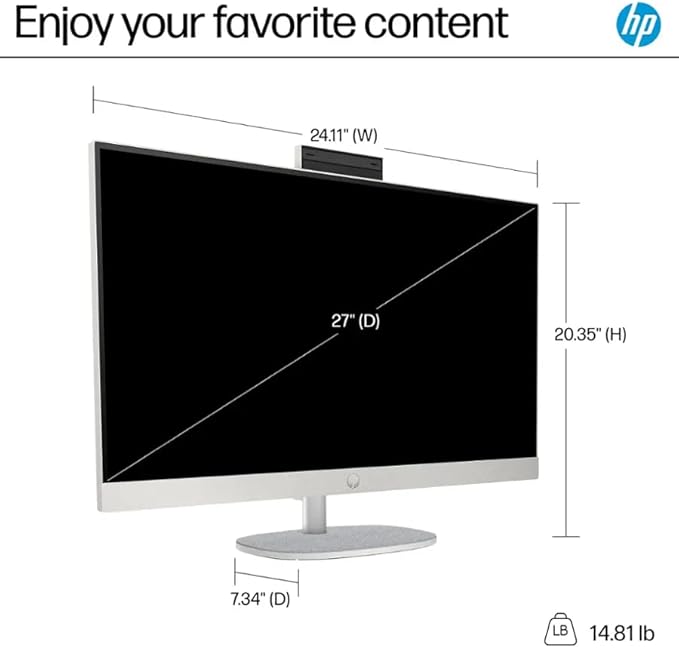 HP 27" FHD Touch-Screen All-in-One Computer, 12-Cores Intel Core Ultra 7, 32GB DDR5 RAM 1.5TB Storage (1TB SSD+512GB Docking Station Set), Windows 11 Pro with Microsoft Office Included, White