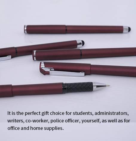 MiSiBao 0.7mm Black Ink Gel Ink Rollerball Pens 2 in 1 Medium Point Pens with Stylus Work Pen Smooth Writing for Office Black gel pen (Burgundy-18pack)