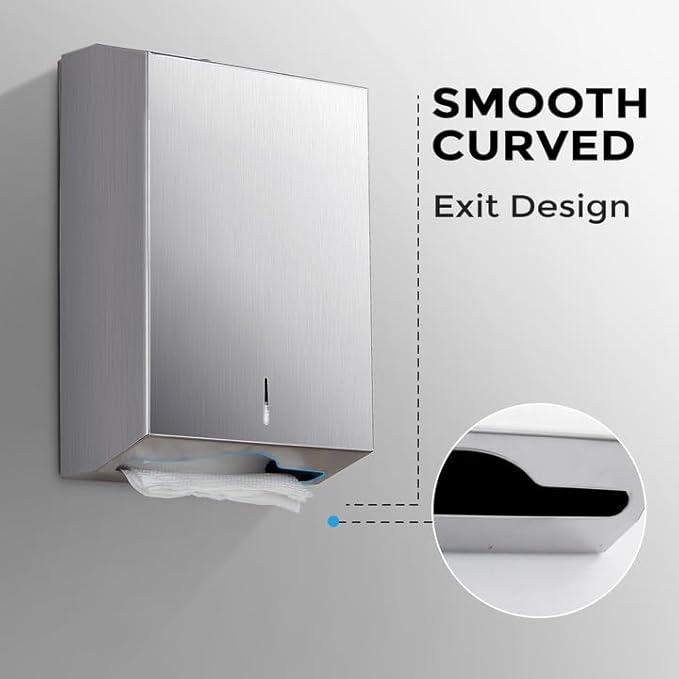 Paper Towel Dispenser Wall Mount - Multifold Trifold Paper Towel Dispensers, Large Capacity Stainless Steel Tissue Holder, Suitable for Bathrooms and Public Places